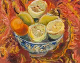 Fruit Song VI by Jamie Evrard, oil on canvas, sold Jun 2024