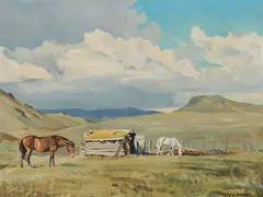 Towards Cache Creek, BC by Peter Maxwell Ewart, oil on board, sold Jun 2024