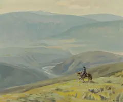 High Country, Bonaparte River Canyon by Peter Maxwell Ewart, oil on board, sold Jun 2024
