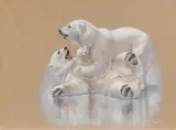 Polar Bears by J Thomas Sharkey, 1977, pastel on paper, sold Jun 2024