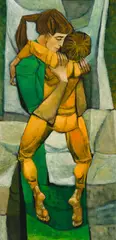Mother and Child by Ronald John Spickett, 1957, oil on board, sold Jun 2024