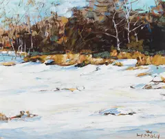 Winter Landscape by Hans Herold, oil on board, sold Jun 2024