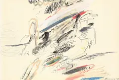 Ohne Titel by Peter Brüning, 1963, Farbkreide, Tuschfeder und Bleistift auf festem Papier, sold Jun 2015