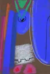 Ohne Titel by Max Ackermann, 1973, Pastell auf braunem Papier, sold Jun 2015