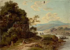 Elblandschaft by Albert Venus, Öl auf Leinwand, auf Pappe aufgezogen, sold Jun 2016