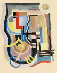Improvisation 12 by Rolf Cavael, 1932, Gouache auf Papier, vom Künstler in das Passepartout montiert, sold Nov 2015