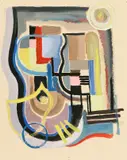 Improvisation 12 by Rolf Cavael, 1932, Gouache auf Papier, vom Künstler in das Passepartout montiert, sold Nov 2015