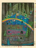 Fluss unter Dach by Friedensreich Hundertwasser, 1987, Farbholzschnitt auf Japan, sold Nov 2015