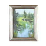 Pond Landscape by Curtis W. Hanson, Oil on board, sold Feb 2026
