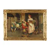 Tavern Scene by G. Valnius, Oil on canvas, sold Feb 2026
