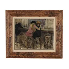 Two Women with Cocktails by Fred Pailhès, Oil on paper, sold Feb 2026