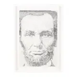 Typographic Portrait of Abraham Lincoln by Thanathorn Suppakijjumnong, Typewriting imprinted on paper, sold Feb 2026