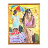 Vendedora by Miguel Ángel Polanco, Oil on canvas, sold Feb 2026