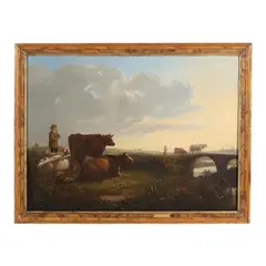 Landscape with Cattle by Herbert Clayton Desvignes, Oil on canvas (lined), sold Feb 2026