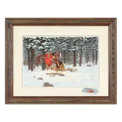 Camp In The Woods by Ron Stewart, Mixed media on paper, sold Feb 2026