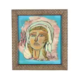 Pilgrim Girl by Rudolph Bostic, Enamel on cardboard, sold Feb 2026