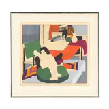 Interior Scene with Reclined Nude by H. Del Moral, Graphite and gouache on paper, sold Feb 2026