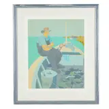 Seated Fisherman by Claude Howell, Serigraph in colors, sold Jan 2026