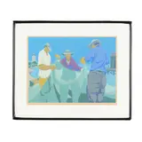 Mending Nets, Late Afternoon by Claude Howell, Serigraph in colors, sold Jan 2026