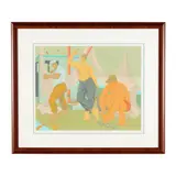Three Men on a Shrimper by Claude Howell, Serigraph in colors, sold Jan 2026