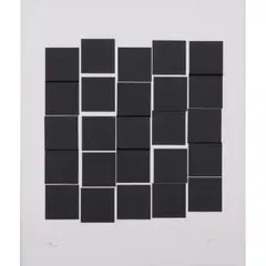 Carres gris - Circa 1980 by Vera Molnár, Sérigraphie en couleurs sur BFK Rives filigrané, toutes marges, sold Mar 2020
