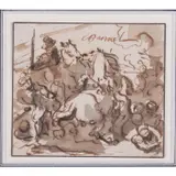 Choc de cavalerie by Charles Parrocel, Plume, encre brune, lavis brun, sold Jun 2020