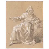 Etienne JEAURAT by Étienne Jeaurat, Crayon noir et rehauts de craie blanche sur, sold Jun 2020