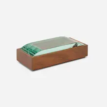 Lidded box by attribution Pietro Chiesa, c. 1940, crystal, mahogany, sold Mar 2023
