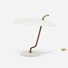 Table lamp, model 537 G/P by Gino Sarfatti, c. 1950, enameled aluminum, marble, brass, sold Mar 2023