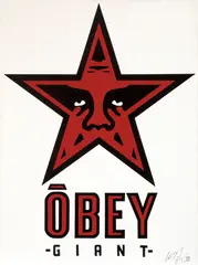 Obey Giant Star, 1998 by Shepard Fairey, acrylic on canvas, sold May 2024