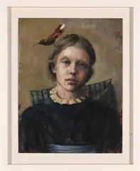 Young Girl and Hummingbird by Jaco Benade, oil on canvas, sold Jul 2022