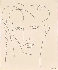 Portrait by Daniel Eugene Botha, ink on paper, sold Jul 2022