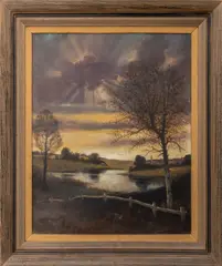 Untitled by Maximilian Rasko, circa 1958, oil painting on canvas, sold Aug 2023