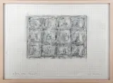 Untitled by Tom Levine, mixed media drawing on graph paper, sold Aug 2023