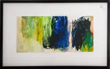 Abstract Expressionist composition by Laura Beard Aeling, oil and acrylic painting triptych on paper, sold Aug 2023