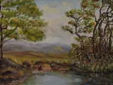 Pheasants drinking within a woodland setting by M. Leeming, oil on canvas, offered Aug 2023