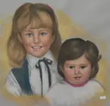 A portrait of two children by M. Zambr..., watercolor, offered Aug 2023