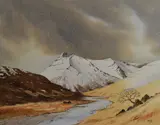 Beinn Fhada, Glen Affric by P.T Kelly, watercolour, offered Jul 2023