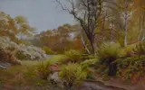 Woodland stream by Sidney P Winder, 1917, watercolour, offered Jul 2023