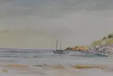 Coastal bay with yachts by Db Selby, watercolour, offered Jul 2023