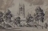 A view of St Martin's by Albert Thomas Pile, ink and monochrome, offered Jul 2023