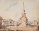 Design for a mausoleum of Egyptian architecture by Smith Jnr., ink, sold Nov 2024