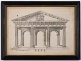Roman triumphal arch with Doric columns by Androuet du Cerceau, engraving, sold Nov 2024
