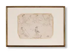 Studies of classical figures by John Flaxman Jr., ink, sold Oct 2024