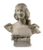 A white marble bust of filomena by E Ciullini, 1900, sculpture, sold Oct 2024
