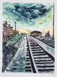 Train Tracks by Bob Dylan, Giclée in colours, sold Oct 2024