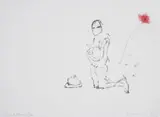 Insane Reflection by Tracey Emin, Screenprint with fabric flower and hand-stitched line on cotton, sold Oct 2024