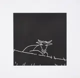 Cow by Alex Katz, Aquatint in black and white, sold Oct 2024