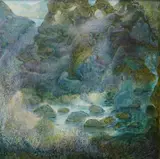 Dartmoor Rocks by Mary Goward, oil on board, sold Jan 2025