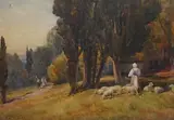 Shepherdess in a landscape by Alexander Wallace Rimington, watercolour, sold Jan 2025